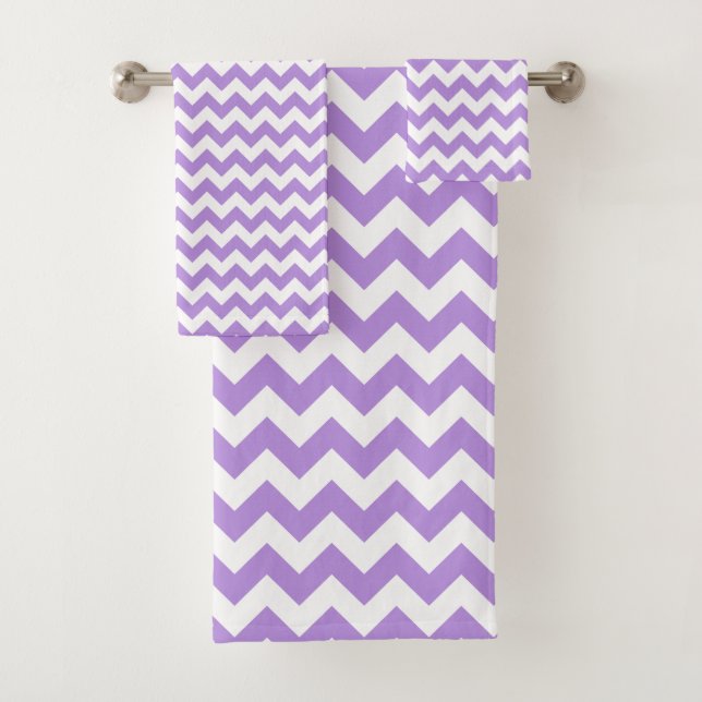 Conjunto De Toalhas Zigzag Roxo, Chevron Roxo, Padrão Geométrico (Insitu)
