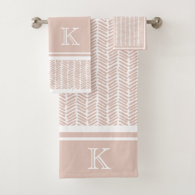 Conjunto De Toalhas Zigzag Sand Sand Sand Neutral Personalizado (Insitu)