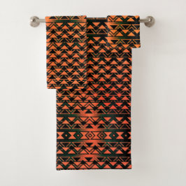 Conjunto De Toalhas ZigZag triângulos sobre sépia gradiente, salmão de