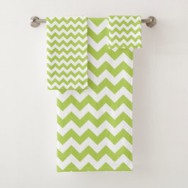 Conjunto De Toalhas Zigzag Verde, Chevron Verde, Padrão Geométrico