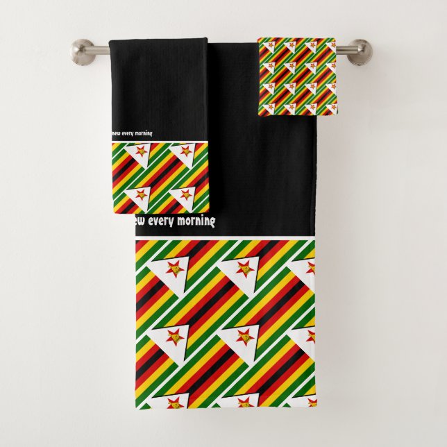Conjunto De Toalhas ZIMBABWE Scripting Personalizado NEGRO (Insitu)