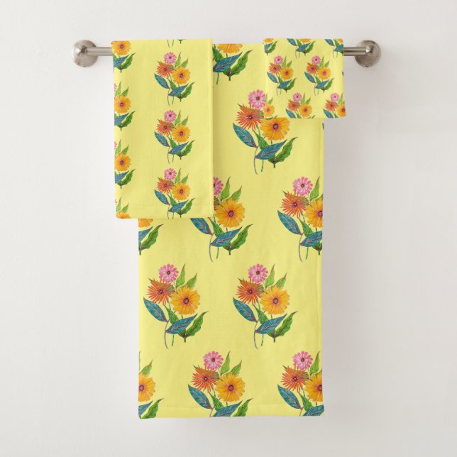 Conjunto De Toalhas Zinnia Flor de Flor Selvagem (Insitu)
