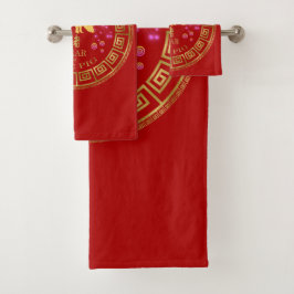 Conjunto De Toalhas Zodiac Pig Red/Dourado ID542 chinês