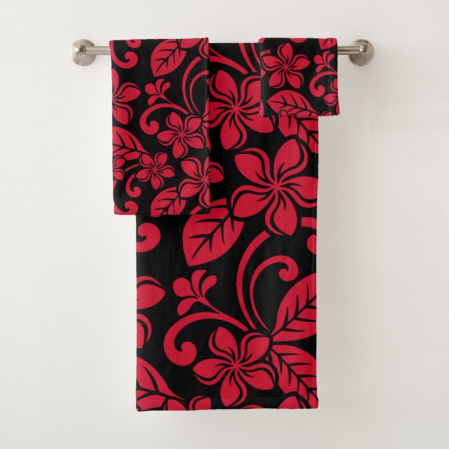 CONJUNTO DE TOWEL DE BANHO (PRETO/VERMELHO) DE PLU (Insitu)