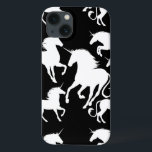 conjunto de unicórnios<br><div class="desc">silhuetas de vetor fino unicórnios - contornos brancos sobre preto © e ® Bigstock® - Todos os Direitos Reservados.</div>