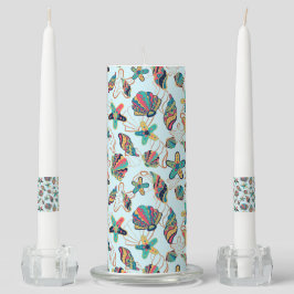 Conjunto de velas com padrão colorido