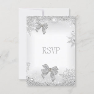 Conjunto Elegante de Casamento RSVP Glitter Prata 