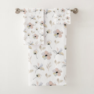 Conjunto Floral de Design para Toalhas Modern Boho