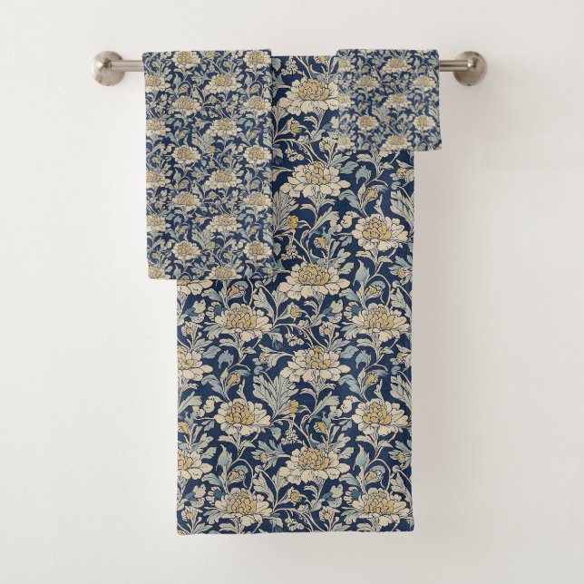 Conjunto Floral Vitoriano De Toalhas - Indigo Chry (Insitu)