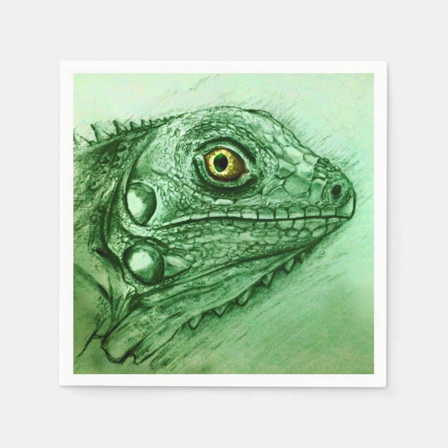 Conjunto ilustrado de guardanapos - Iguana (Frente)