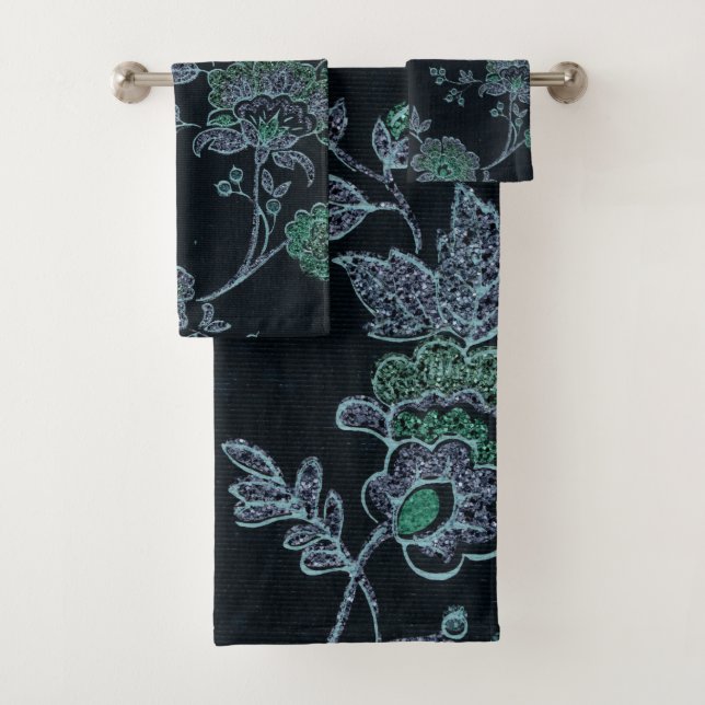 CONJUNTO PERSONALIZADO DE TOWEL FLORAL AZUL BLUE (Insitu)