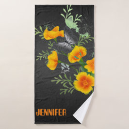 Conjunto Preto Personalizado de Toalhas com Torres