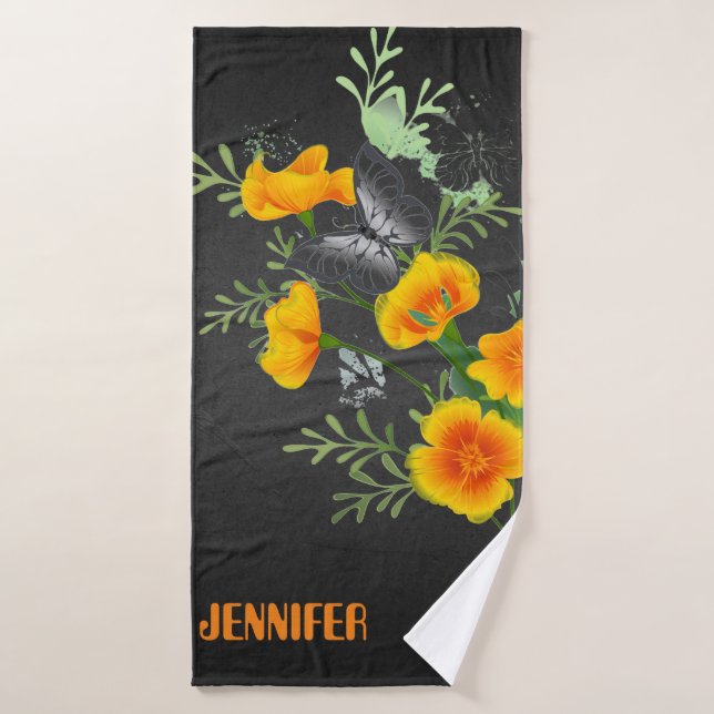 Conjunto Preto Personalizado de Toalhas com Torres (Toalha de Banho)