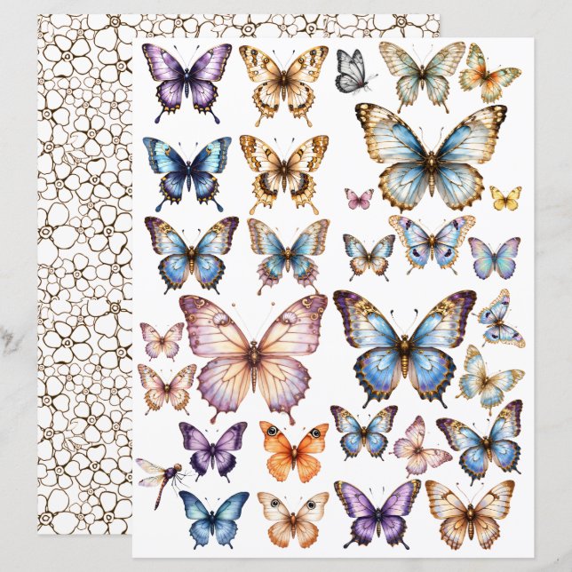 Conjunto WatercolorButterfly para corte exigente (Frente/Verso)