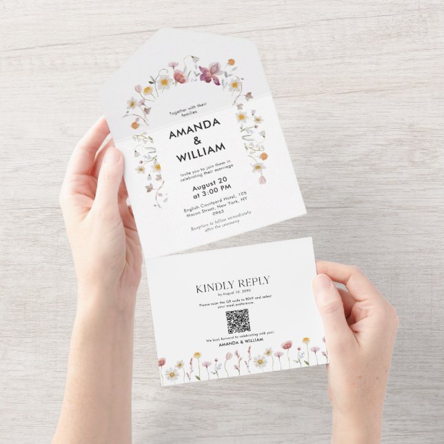 Conjuntos de Convite Floral e RSVP Elegante (Tearaway)
