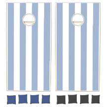 Conjuntos de Cornhole Faixa Azul e Branco Vertical