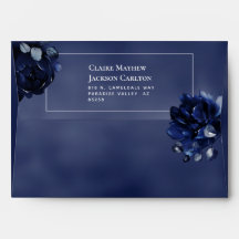Conjuntos de envelopes de convite Navy Peony 5 x 7