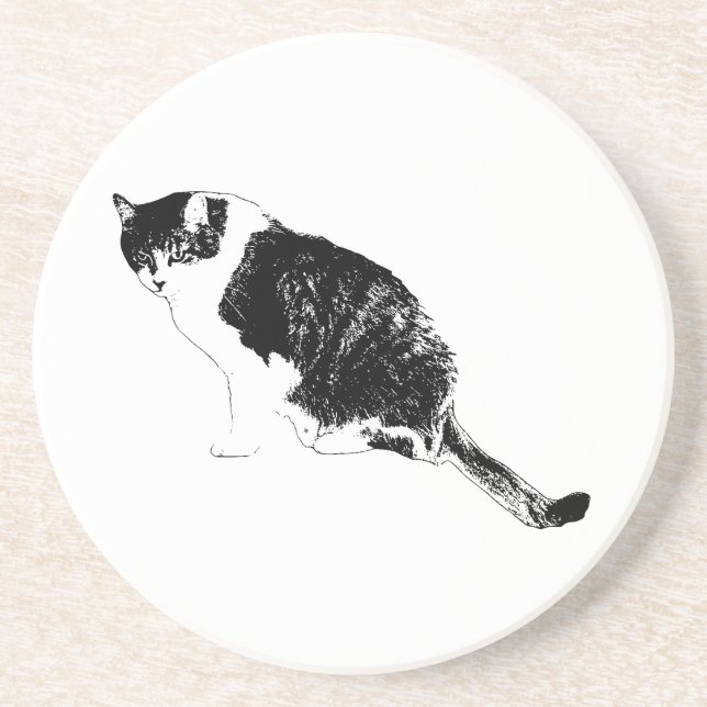 Conjuntos de porta-copos Contrast Cat Ink estabele (Frente)