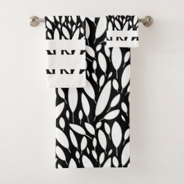 Conjuntos de Toalhas Botânicas Pretas e Brancas