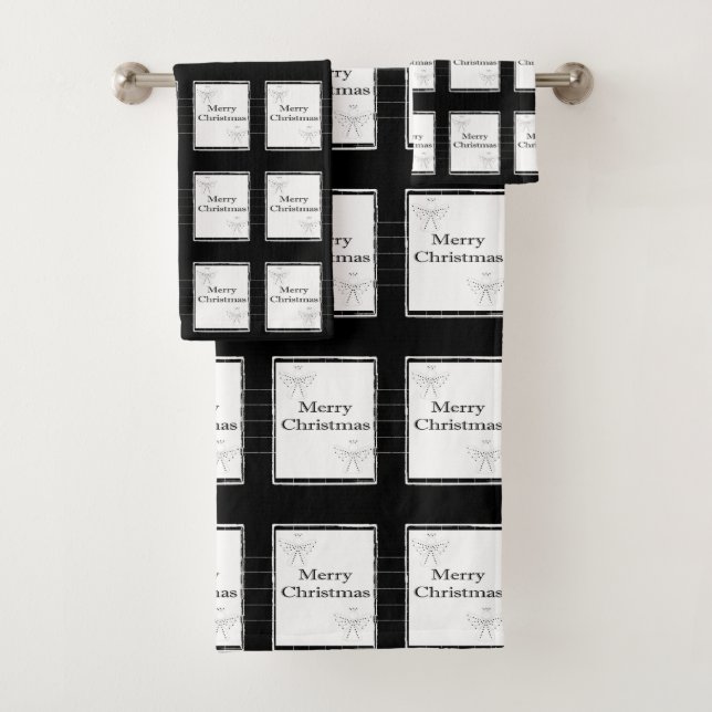 Conjuntos de Toalhas de Natal Feliz, Preto e Branc (Insitu)