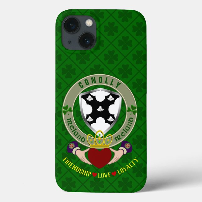 Conolly Irish Shield & Claddagh Personalizado (Verso)