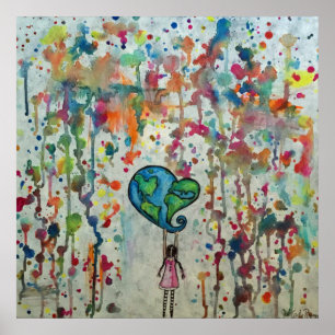 Conquistando o poster do abstrato do amor do caos