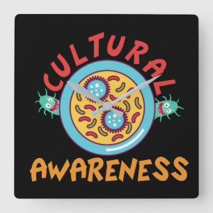 CONSCIÊNCIA CULTURAL - RELÓGIO DE PAREDE QUADRADO