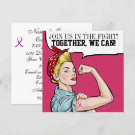 Consciência do cancer - Convite de Fita Rosa