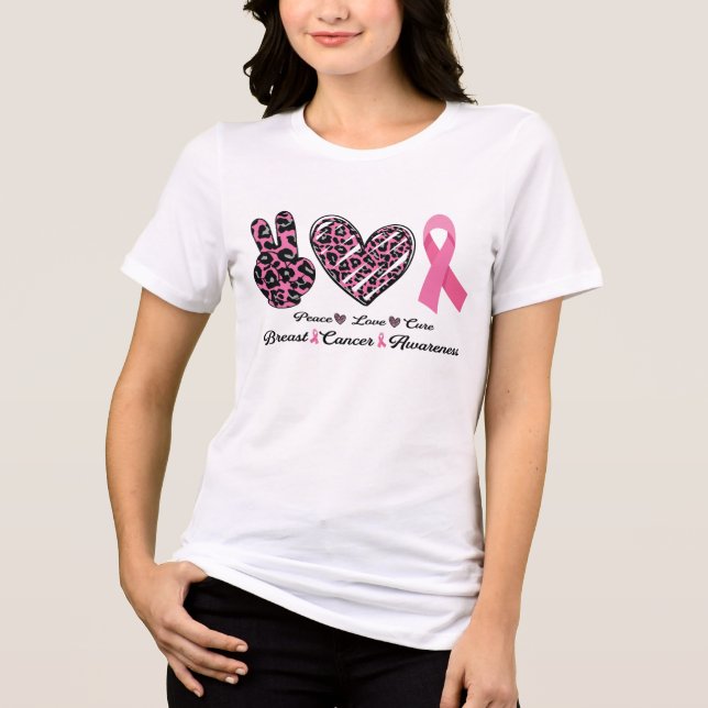 Consciência do Cancer da Mama Paz Amor Cura Rosa (Frente)