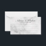 Conselho Aconselhamento e Cartão de Desejo Clássico Marble<br><div class="desc">Adicione um toque pessoal ao seu casamento com um conselho de casamento elegante e um cartão de desejos. Este cartão de conselho apresenta o título no estilo de fonte do script elegante da cinza e detalhes no estilo de fonte do serif clássico da cinza em fundo de mármore branco. Perfeito...</div>