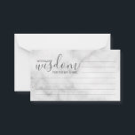 Conselho Aconselhamento e Cartão de Desejo Clássico Marble<br><div class="desc">Adicione um toque pessoal ao seu casamento com um moderno guião de casamento e um cartão de desejos. Este cartão de conselho apresenta o título 'palavras de sabedoria' com detalhes no script de cinza e no estilo de fonte sans serif em fundo de mármore branco. Perfeito para casamento, chá de...</div>