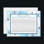 Conselho Árvore Azul/Flocos de Neve com Cartão de Aviso Esc<br><div class="desc">Estas adoráveis Cartas de Aconselhamento Escrito são a adição perfeita a qualquer casamento. Basta entregar estas cartas aos seus convidados, juntamente com canetas Sharpie de ponta fina. Seus hóspedes podem anotar qualquer conselho que tenham para a nova noiva e noiva. Estas são impressas com tamanho de 4, 25" x 5,...</div>