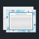 Conselho Árvore Azul/Flocos de Neve com Cartão de Aviso Esc<br><div class="desc">Estas adoráveis Cartas de Aconselhamento Escrito são a adição perfeita a qualquer casamento. Basta entregar estas cartas aos seus convidados, juntamente com canetas Sharpie de ponta fina. Seus hóspedes podem anotar qualquer conselho que tenham para a nova noiva e noiva. Estas são impressas com tamanho de 4, 25" x 5,...</div>