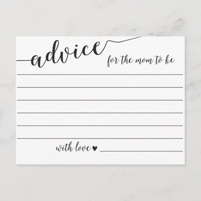 Conselho Aviso para a mãe ser um cartão de Chá de fraldas (Frente)