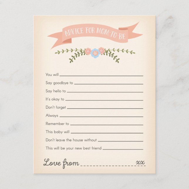 Conselho Aviso para o Cartão de Jogo para Mamães a Serem Ch (Frente)