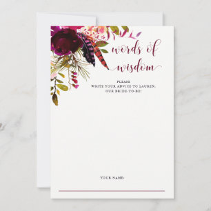 Conselho Boho Floral Cartão de Chá de panela