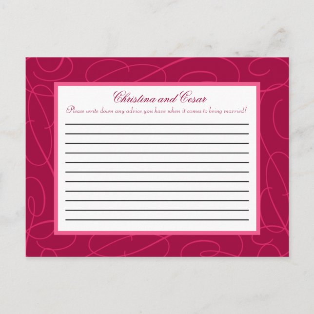 Conselho Cartão de Aconselhamento Escrito Framboesa Rosa Lo (Frente)