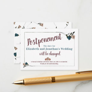 Conselho Cartão de Adiamento de Casamento de Rosa Beige Tea
