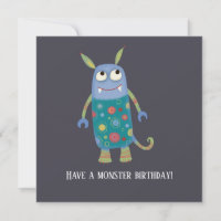 Cartão de Aniversário de Monstros Divertidos