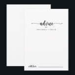 Conselho Cartão de Aviso de Casamento de Caligrafia Minimal<br><div class="desc">Este cartão de conselho de caligrafia minimalista é perfeito para um casamento rústico. O design simples e elegante apresenta a tipografia de scripts clássicos e ricos em preto e branco. Estas cartas são perfeitas para um casamento, chá de panela, chá de fraldas, festa de formatura e muito mais. Personalize as...</div>