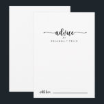 Conselho Cartão de Aviso de Casamento de Caligrafia Minimal<br><div class="desc">Este cartão de conselho de caligrafia minimalista é perfeito para um casamento rústico. O design simples e elegante apresenta a tipografia de scripts clássicos e ricos em preto e branco. Estas cartas são perfeitas para um casamento, chá de panela, chá de fraldas, festa de formatura e muito mais. Personalize as...</div>