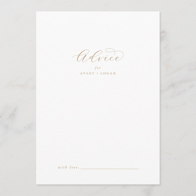 Conselho Cartão de Aviso de Casamento de Script Dourado Ele (Frente)