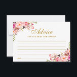 Conselho Cartão de Aviso de Casamento Dourado, Rosa-Floral<br><div class="desc">Cartão de Aviso de Casamento Dourado com Blush Floral de Cor Floral Floral</div>