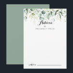 Conselho Cartão de Aviso de Casamento Eucalyptus Greenery<br><div class="desc">Este cartão de conselho de casamento de eucalipto-água verde é perfeito para um casamento rústico. Este design artístico apresenta uma cor aquosa, desenhada à mão, uma folhagem verde de eucalipto, inspiradora beleza natural. Estas cartas são perfeitas para um casamento, chá de panela, chá de fraldas, festa de formatura e muito...</div>