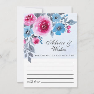 Conselho Cartão de Aviso de Casamento Floral de Cor Azul Mo