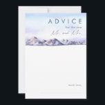 Conselho Cartão de Aviso de Casamento Sunset da Montanha de<br><div class="desc">Este cartão de conselho de casamento do Winter Mountain Sunset é exatamente o que você tem procurado para completar seu simples casamento rústico. Projetado com uma aquarela cor rosa e azul pastel que se mistura lindamente com marinhos e realces esbranquiçados que capturam perfeitamente um pôr do sol da noite na...</div>