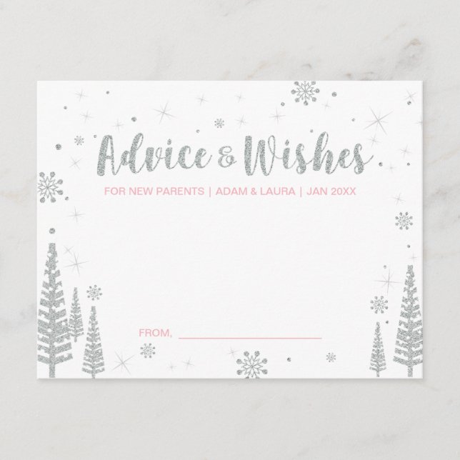 Conselho Cartão de Aviso de Chá de fraldas Rosa para a mãe, (Frente)