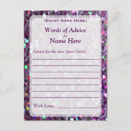 Conselho Cartão de Aviso | Glitter de Confetti Roxo