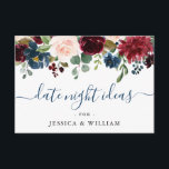 Conselho Cartão de Aviso Noite de Data de Chá de panela Bur<br><div class="desc">Cartão de Aviso Noite de Data de Chá de panela Floral Azul Blush Marinho Burgundy.</div>