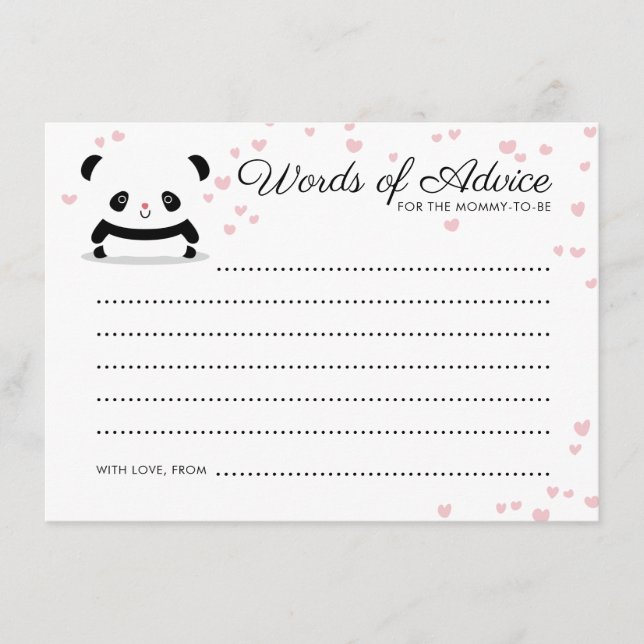 Conselho Cartão de Aviso para Bebê de Urso de Panda Bonito  (Frente)